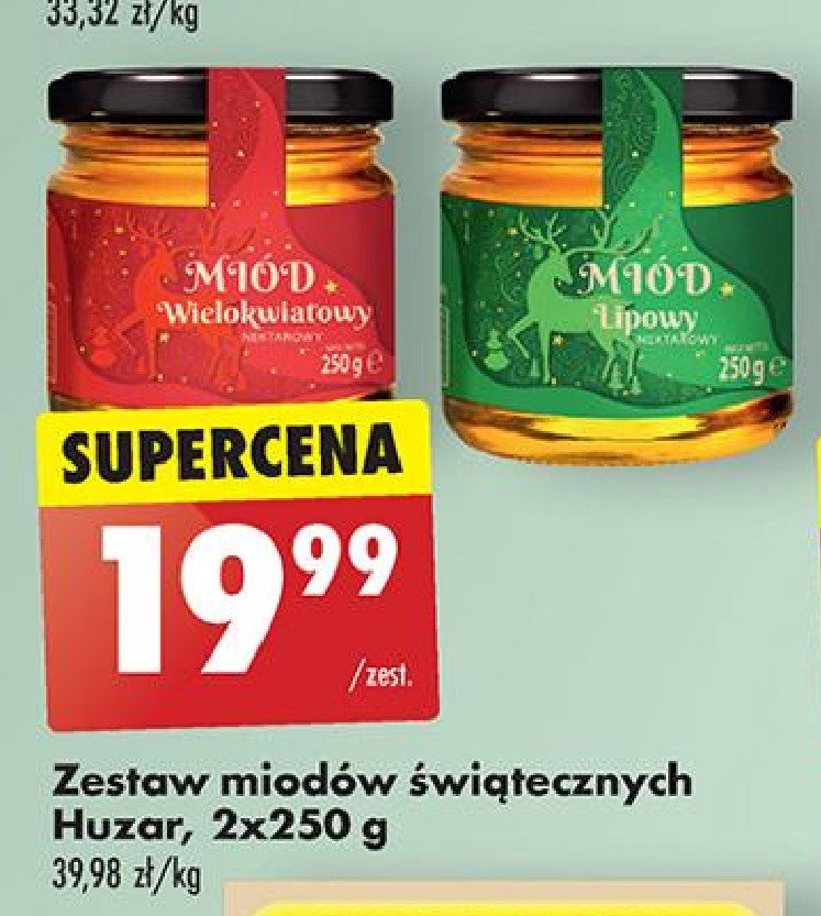 Miód wielokwiatowy + miód lipowy Huzar promocja w Biedronka