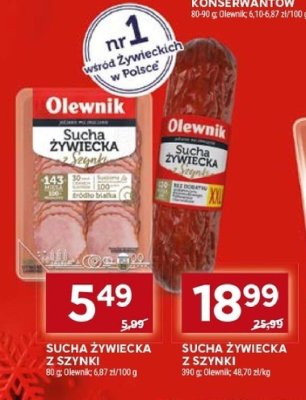 Kiełbasa sucha żywiecka z szynki promocja w Stokrotka