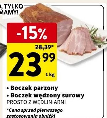 Boczek wędzony surowy INTERMARCHE Z WŁASNEJ WĘDZARNI promocja