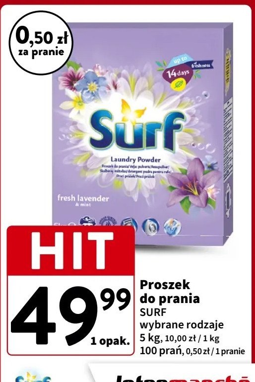 Proszek do prania fresh lavender Surf promocja w Intermarche