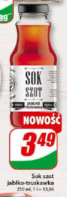 Sok jab艂ko-truskawka Wyciskany sok szot promocja
