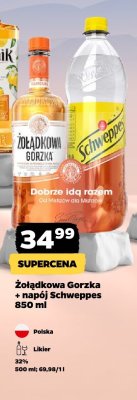 Likier Żołądkowa Gorzka + napój Schweppes 850 ml promocja w Netto