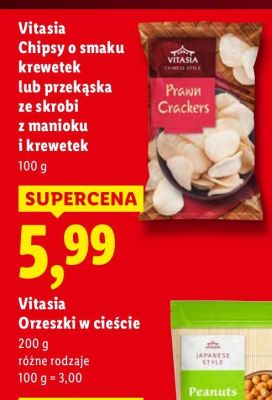 Chipsy Vitasia o smaku krewetek lub przekąska ze skrobi z manioku i krewetek 100 g promocja w Lidl
