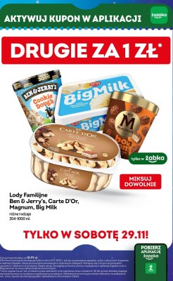 Lody Familijne Ben & Jerry's, Carte D'Or, Magnum, Big Milk różne rodzaje promocja w Żabka