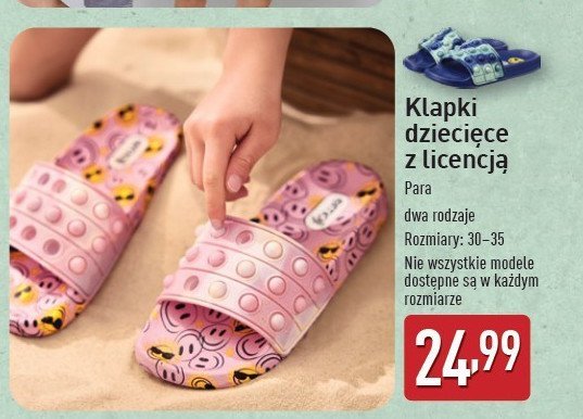 Klapki dziecięce 30-35 promocja w Aldi