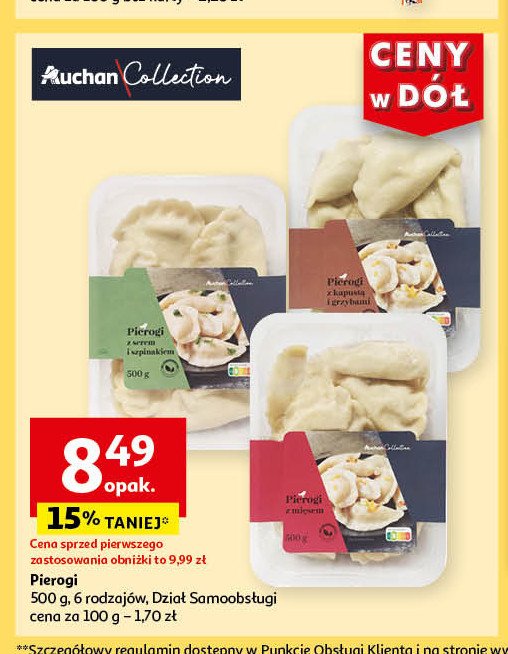Pierogi z kapusta i grzybami AUCHAN COLLECTION promocja w Auchan