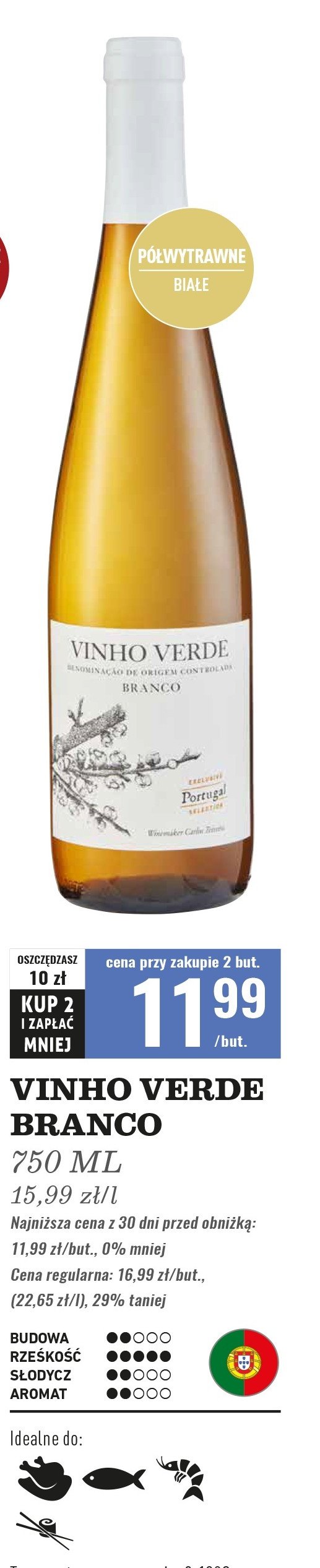 Wino VINHO VERDE BRANCO promocja w Biedronka