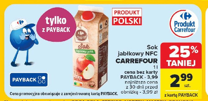 Sok jabłkowy Carrefour original promocja