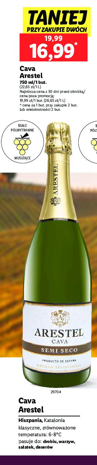 Wino ARESTEL CAVA SEMI SECO promocja w Lidl