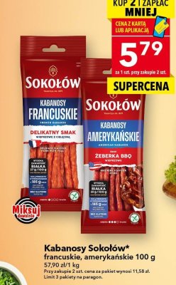Kabanosy francuskie, amerykańskie Sokołów promocja w LEWIATAN