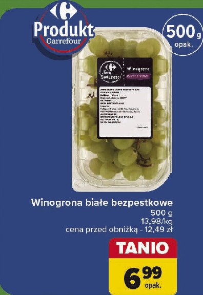 Winogrona białe bezpestkowe Carrefour targ świeżości promocja