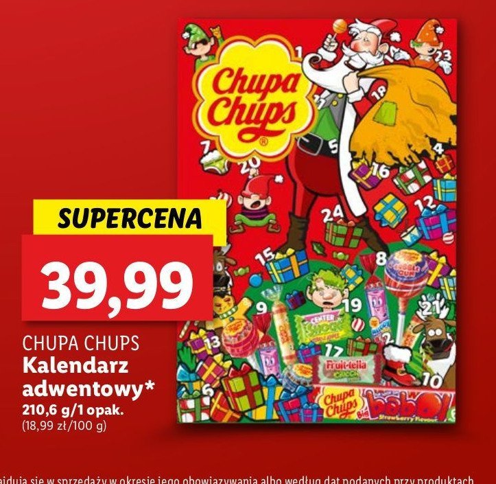 Kalendarz adwentowy Chupa chups promocja