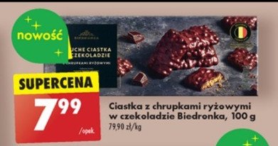 Kruche ciastka w czekoladzie z chrupkami ry偶owymi Biedronka promocja