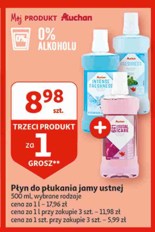Płyn do higieny jamy ustnej pełna ochrona 6w1 Auchan promocja