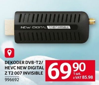 Dekoder DVB-T2 HEVC New Digital Z T2 007 Invisible promocja w Selgros