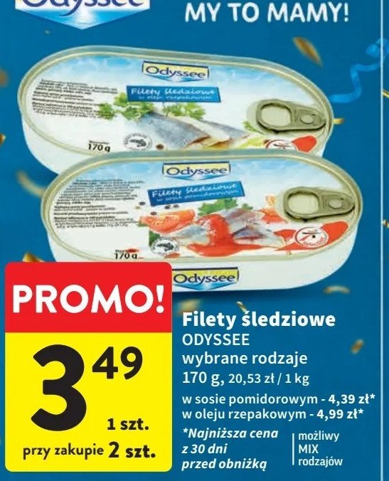 Filety śledziowe w sosie pomidorowym Odyssee promocja