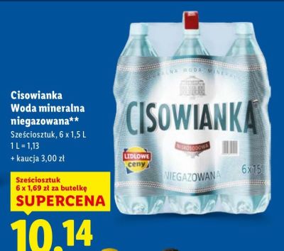 Woda Cisowianka woda mineralna niegazowana 6 x 1,5 L promocja w Lidl