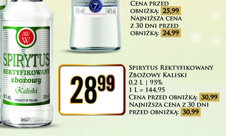 Spirytus zbożowy SPIRYTUS KALISKI promocja