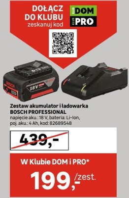 Zestaw akumulator i ładowarka BOSCH PROFESSIONAL promocja w Leroy Merlin