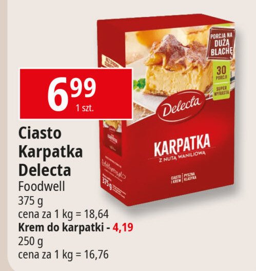 Ciasto karpatka z nutą waniliową Delecta promocja