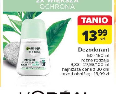 Dezodorant fresh aloe Garnier mineral invisible protection promocja