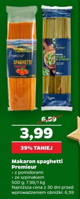 Makaron spaghetti ze szpinakiem promocja w Netto