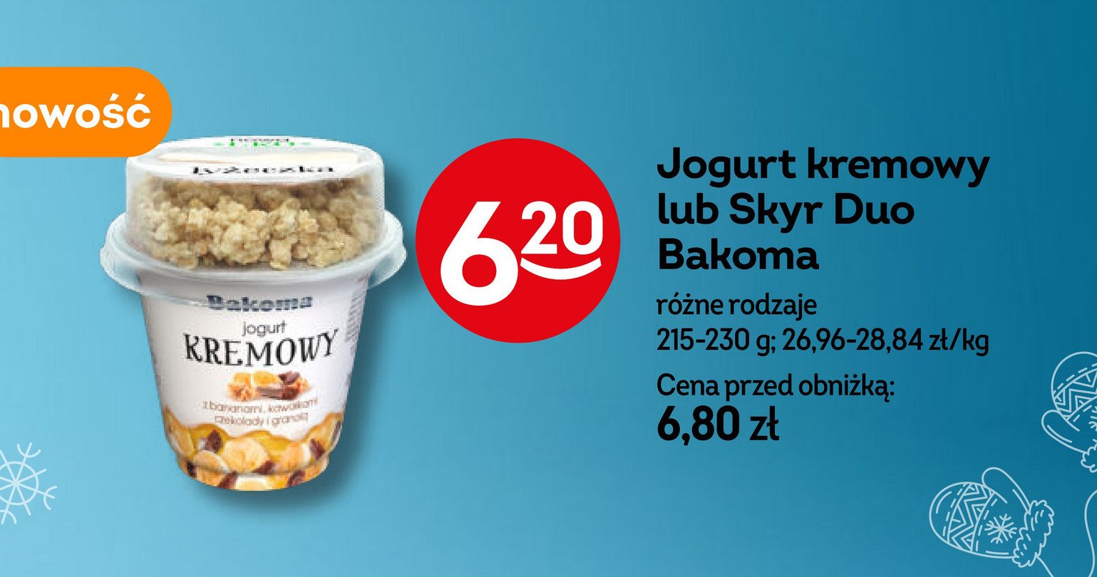 Jogurt z bananami kawałkami czekolady i granolą Bakoma kremowy promocja w Żabka