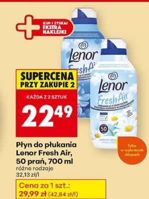 Płyn do płukania Lenor Fresh Air, 50 prań, 700 ml promocja w Biedronka