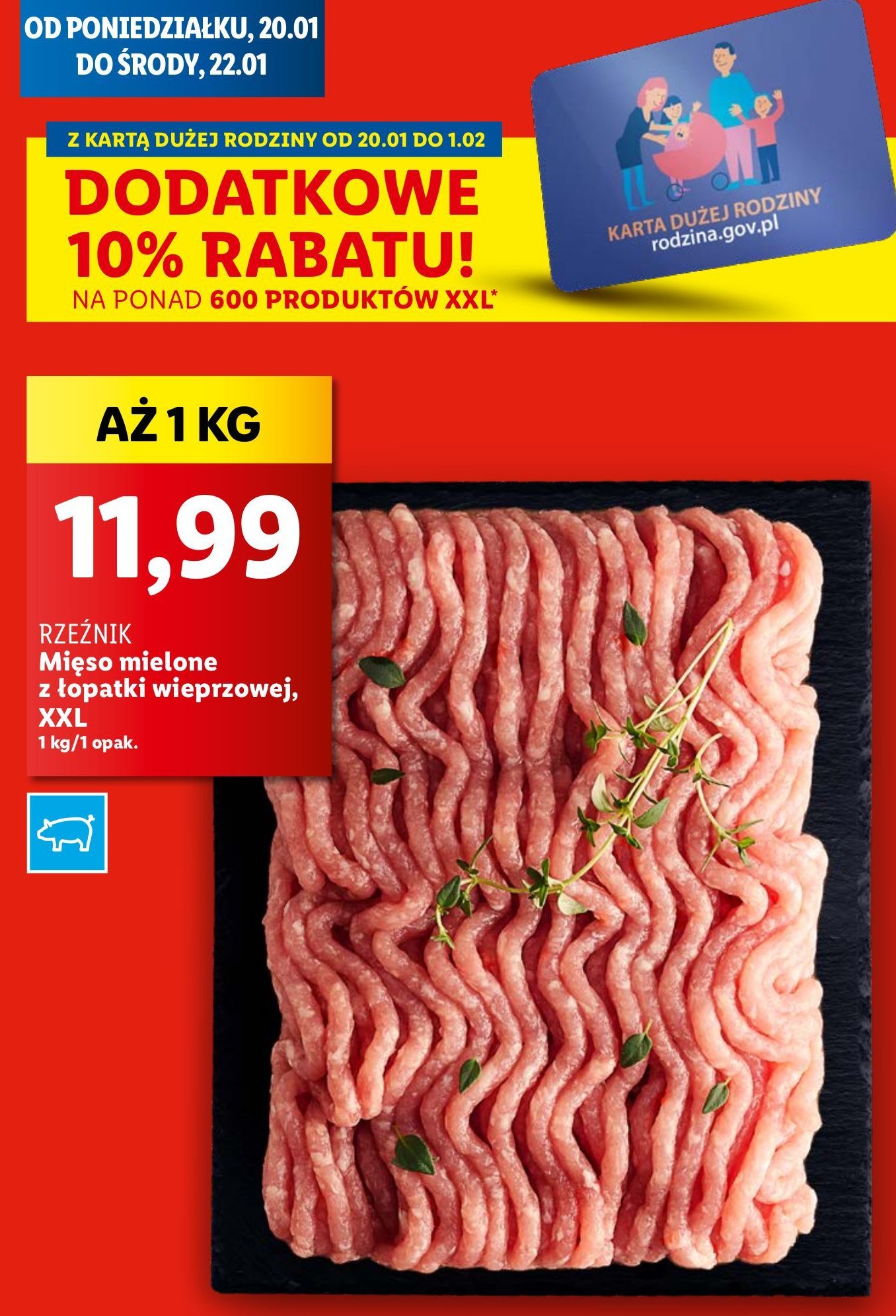 Mięso mielone wieprzowe z łopatki Rzeźnik codzienna dostawa promocja w Lidl