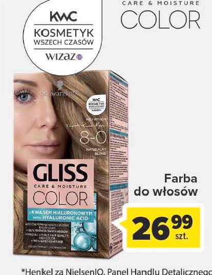 Krem koloryzujący do włosów 8-0 naturalny blond Gliss kur care & moisture color promocje