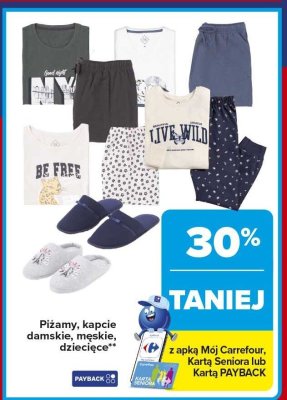 Piżamy, kapcie damskie, męskie, dziecięce promocja w Carrefour