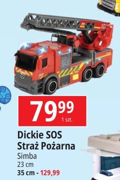 Pojazd straż pożarna sos 23 cm Dickie toys promocja w Leclerc