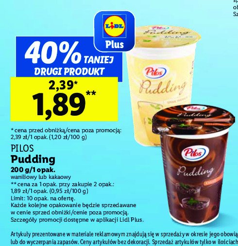 Pudding waniliowy Pilos promocja