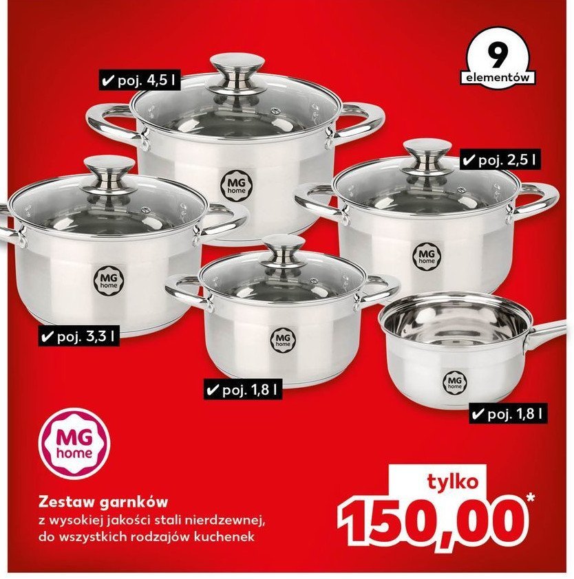 Zestaw garnków Mg home promocja w Kaufland