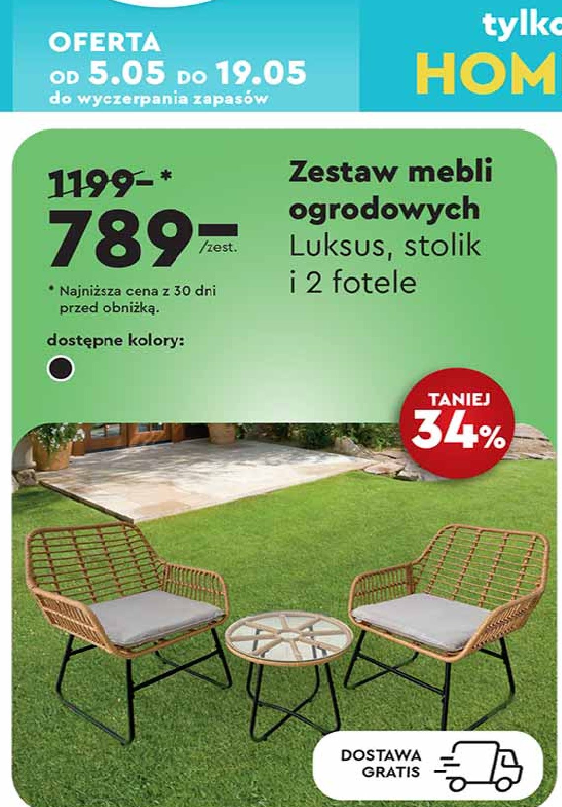 Zestaw mebli ogrodowych luksus promocja w Biedronka