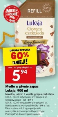 Mydło w płynie zapas Luksja bawełna, jaśmin & wanilla 900 ml promocja w Twój Market