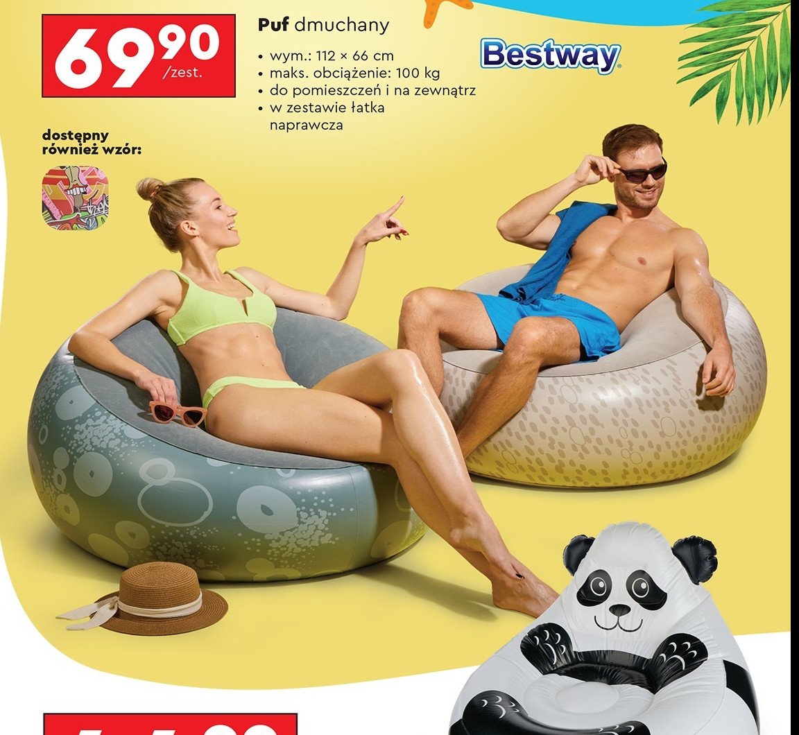 Pufa dmuchana 112 x 66 cm Bestway promocja w Biedronka