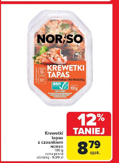 Krewetki tapas z czosnkiem Norso promocja w Carrefour