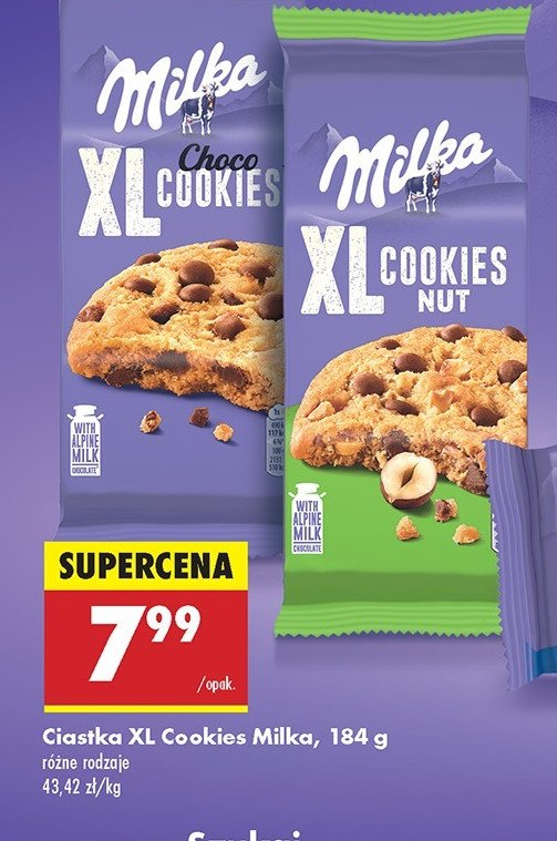 Ciastka orzechowe Milka xl cookies promocja w Biedronka