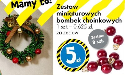 Zestaw miniaturowych bombek choinkowych promocja w Tedi