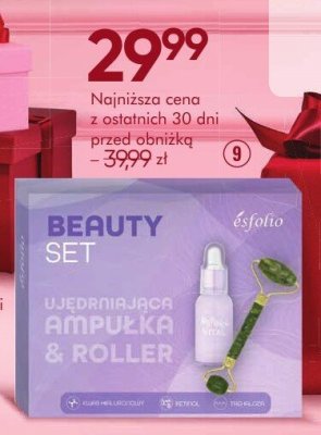 Zestaw ÉSFOLIO ampułka z peptydami 30 ml + roller jadeitowy do masażu twarzy 1 szt. promocja w Super-Pharm