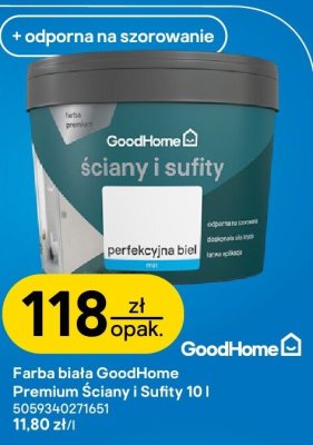 Farba biała GoodHome Premium Ściany i Sufity 10 l promocja w Castorama