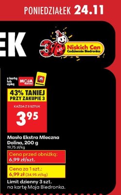 Masło Ekstra Mleczna Dolina, 200 g promocja w Biedronka