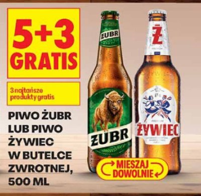 Piwo Żubr lub Żywiec w butelce zwrotnej 500ml promocja w Biedronka