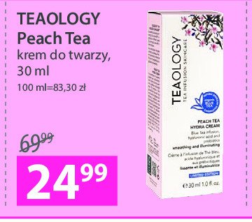 Krem do twarzy z niebieską herbatą peach tea Teaology tea infusion skincare promocja