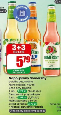 Napój piwny Somersby Apple butelka bezzwrotna promocja w Dino