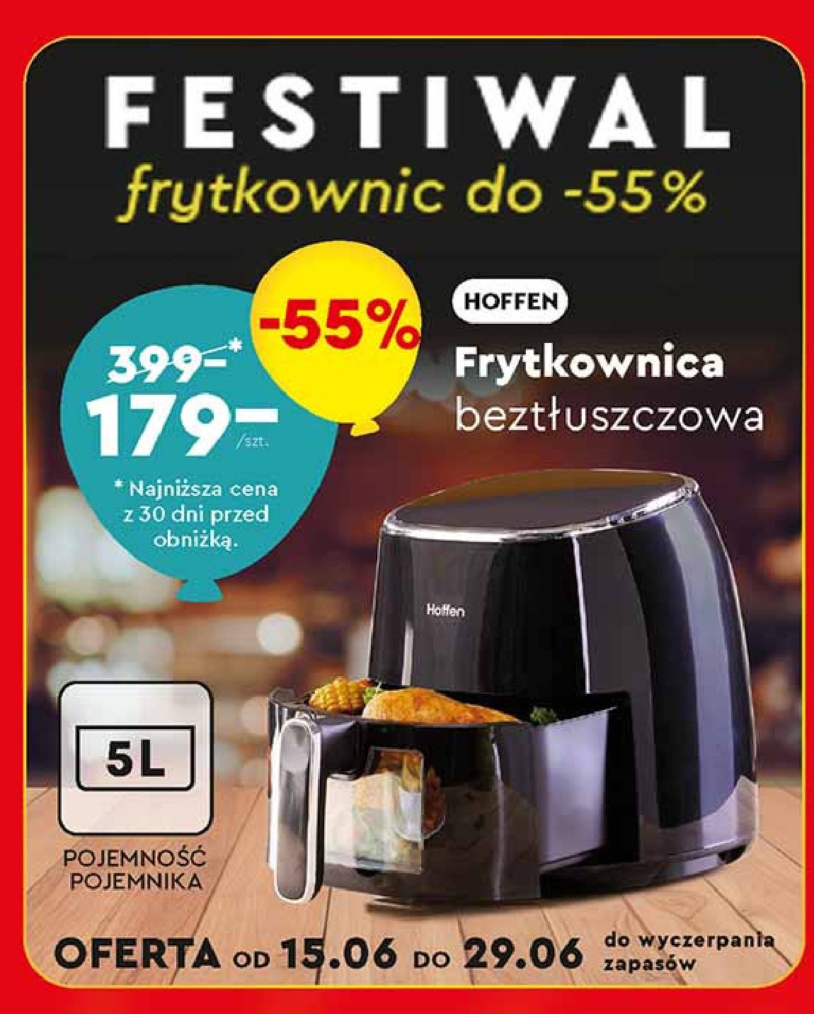 Frytownica beztłuszczowa 1250 w Hoffen promocja w Biedronka