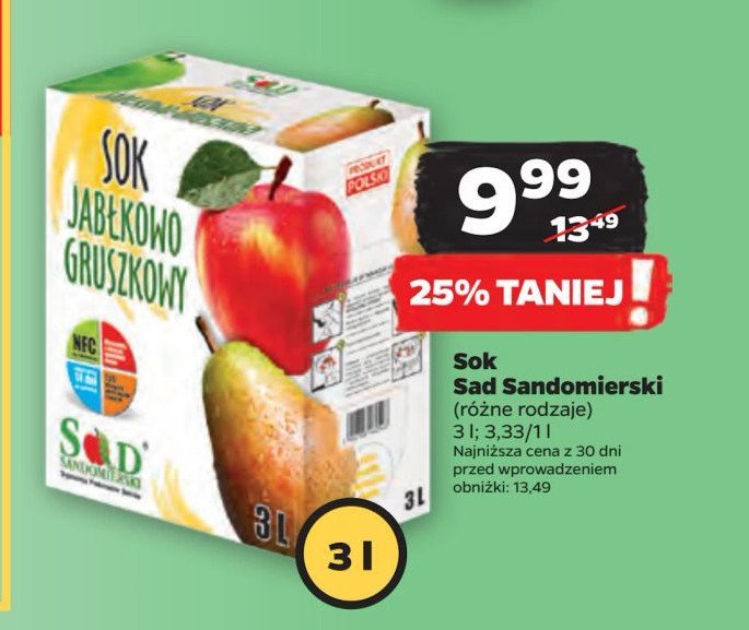Sok jabłko-gruszka Sad sandomierski promocja