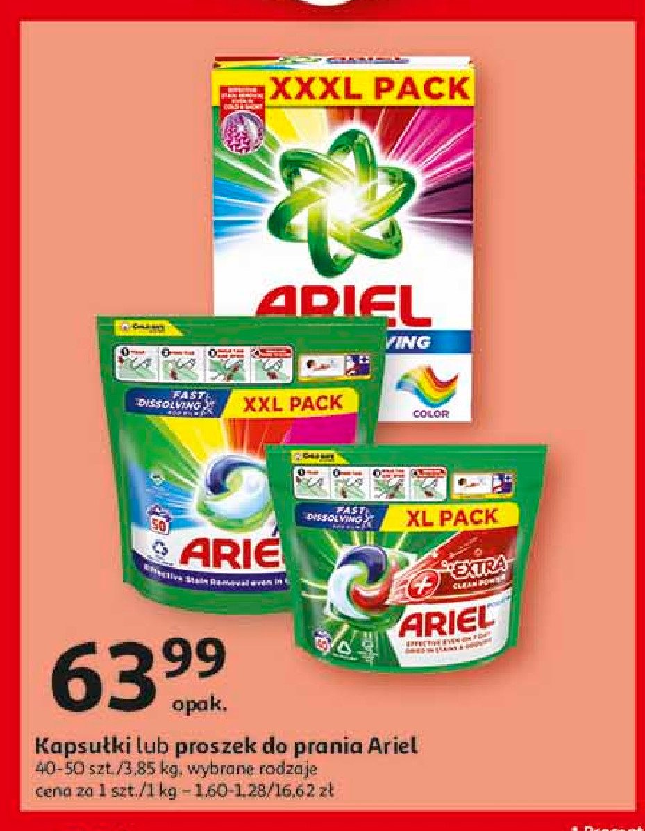 Kapsułki do prania color Ariel 3 in 1 promocja