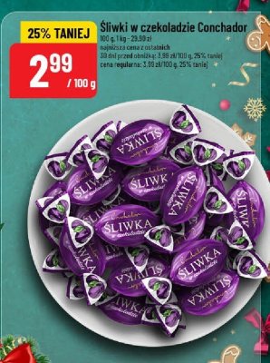 Śliwki w czekoladzie Conchador promocja w POLOmarket